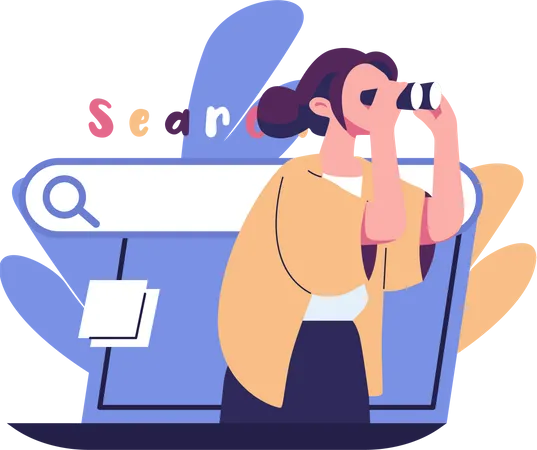 Woman searching online  Illustration