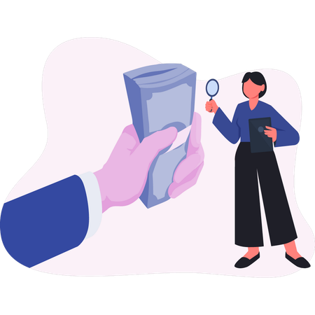 Woman searching paying wages  Illustration