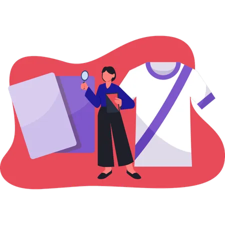 Woman searching purple cards  Illustration