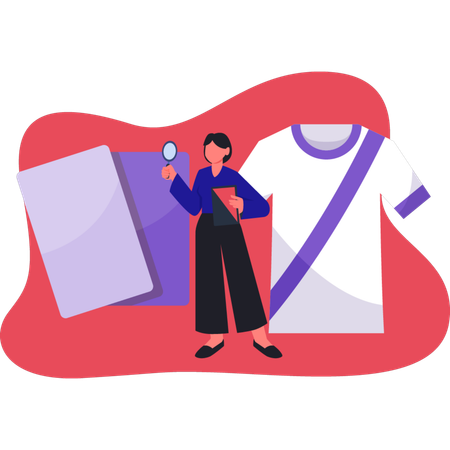 Woman searching purple cards  Illustration