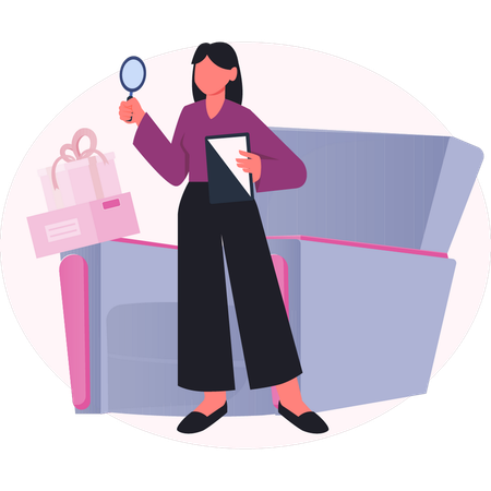 Woman searching sale offer  Illustration