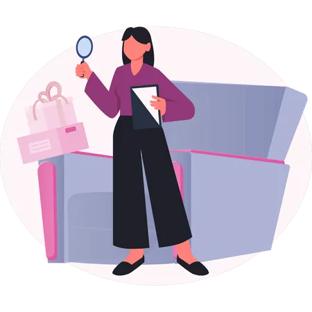 Woman searching sale offer  Illustration