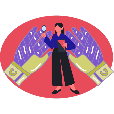 Woman searching soccer hand glove  Illustration