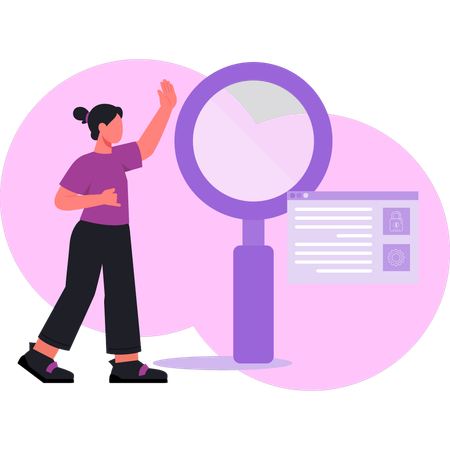 Woman searching web lock  Illustration