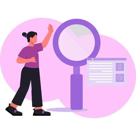 Woman searching web lock  Illustration