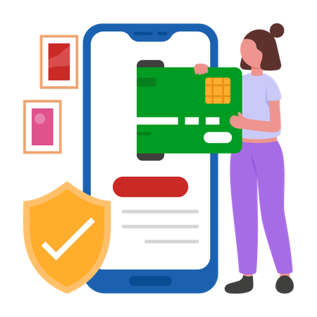 Woman Secure online Payments  Illustration