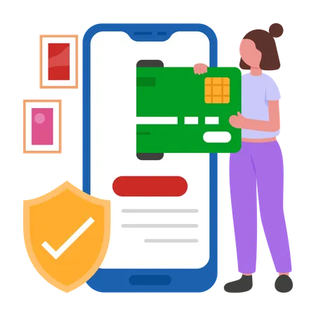 Woman Secure online Payments  Illustration