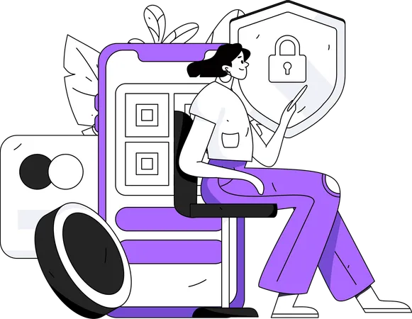 Woman secures her code  Illustration