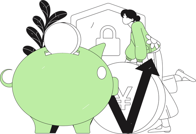 Woman secures her shopping payment  Illustration