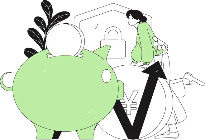 Woman secures her shopping payment  Illustration