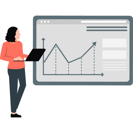 Woman seeing graph board  Illustration