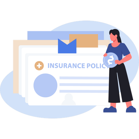 Woman seeing insurance file  Illustration