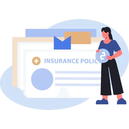 Woman seeing insurance file  Illustration