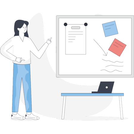Woman seeing presentation board  Illustration