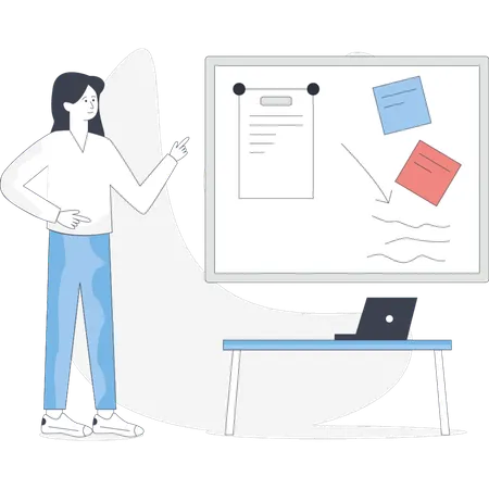 Woman seeing presentation board  Illustration