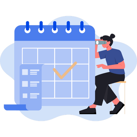 Woman seeing reminder calendar  Illustration