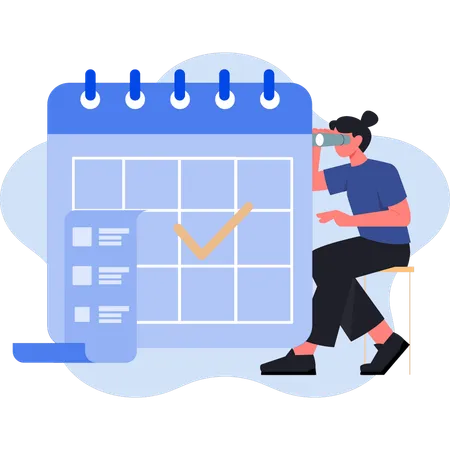 Woman seeing reminder calendar  Illustration