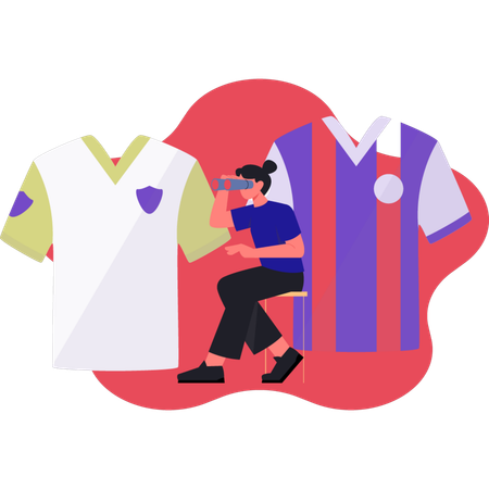 Woman seeing sport shirt  Illustration