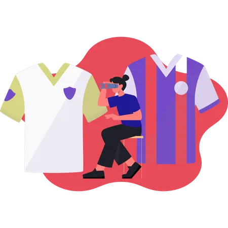 Woman seeing sport shirt  Illustration