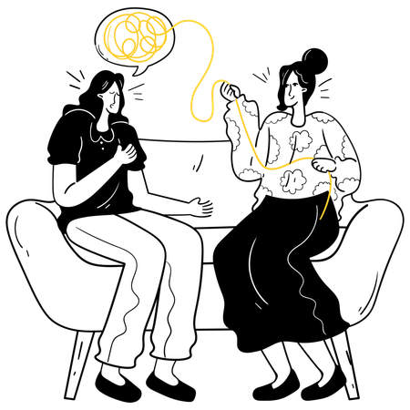 Woman Seeking Therapy and Professional Help  Illustration