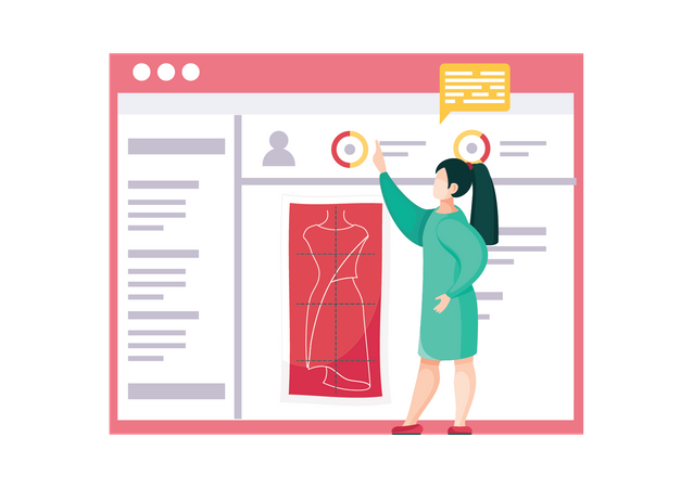 Woman select dress design Illustration