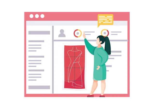 Woman select dress design Illustration