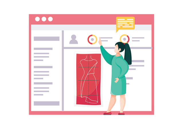 Woman select dress design  Illustration