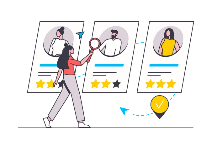 Woman selecting best candidate  Illustration