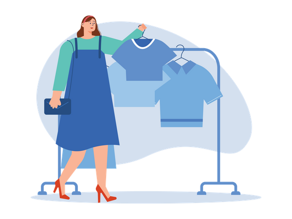 Woman selecting cloth  Illustration