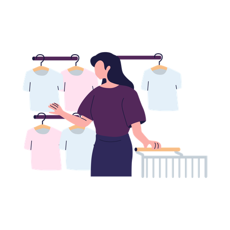 Woman selecting clothes  Illustration