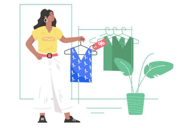 Woman selecting clothes Illustration