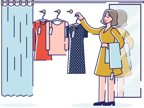 Woman selecting clothes to wear Illustration