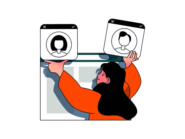 Woman selecting gender at online website Illustration