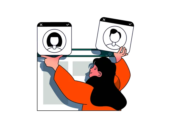 Woman selecting gender at online website  Illustration