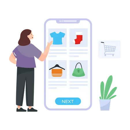 Woman selecting product to buy  Illustration