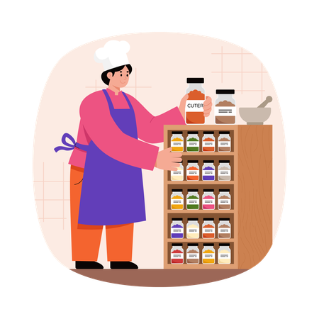 Woman selecting spicy Masala  Illustration