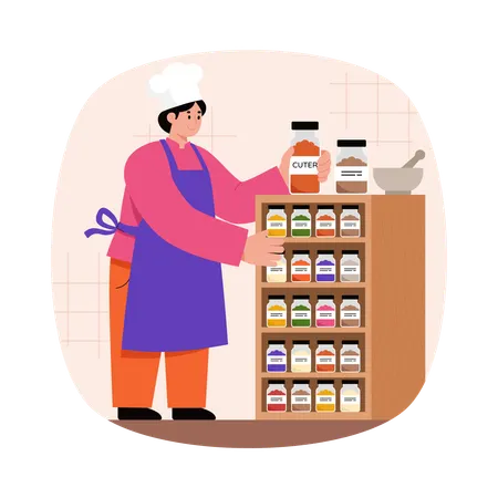 Woman selecting spicy Masala  Illustration