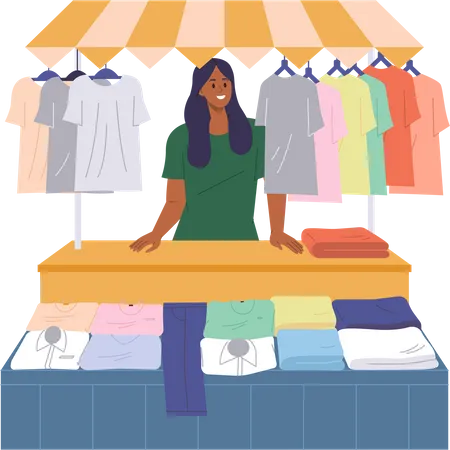 Woman seller offering trendy outfit  Illustration