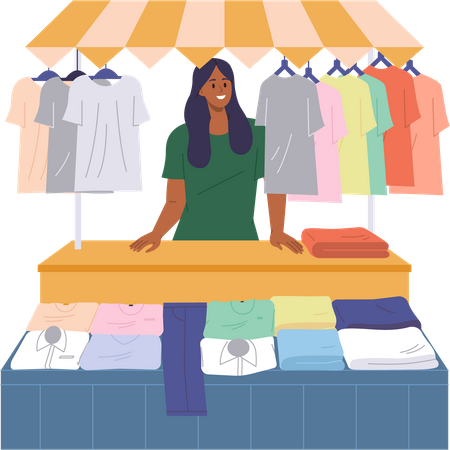 Woman seller offering trendy outfit  Illustration