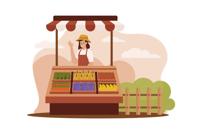 Woman selling agricultural products Illustration