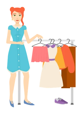 Woman selling clothes  Illustration