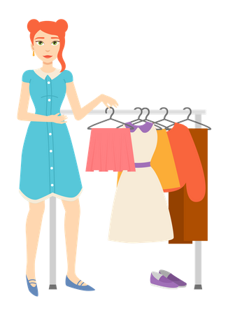 Woman selling clothes  Illustration