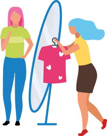 Woman selling clothing in store Illustration