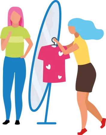 Woman selling clothing in store  Illustration