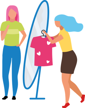 Woman selling clothing in store  Illustration