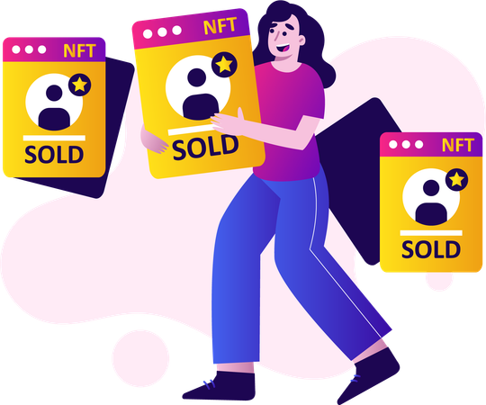 Woman Selling NFT  Illustration