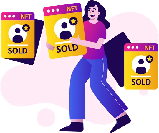 Woman Selling NFT  Illustration