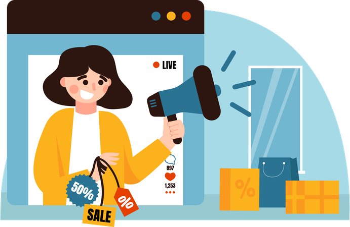 Woman selling online  Illustration