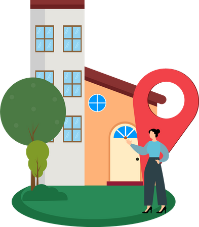 Woman selling property  Illustration