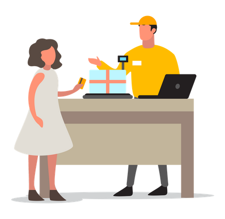 Woman send a package by delivery  Illustration